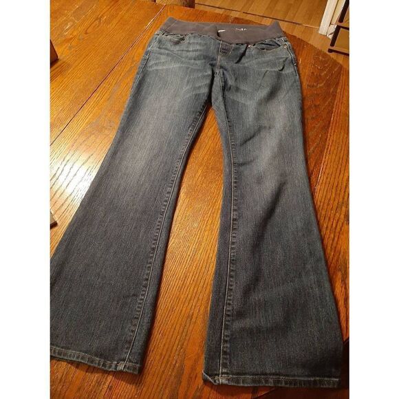 Size 10 Maternity Gap 1969 Sexy Boot Denim Blue Jeans w Pockets - Picture 1 of 5